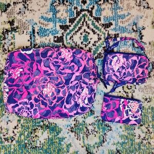 Lot Of 3 Vera Bradley, One Cosmetic‎ Bag And Two Wristlets In Katalina Pink
